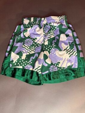 Nike Dri-FIT Basketball Shorts Abstract Camo Print Green Purple Small